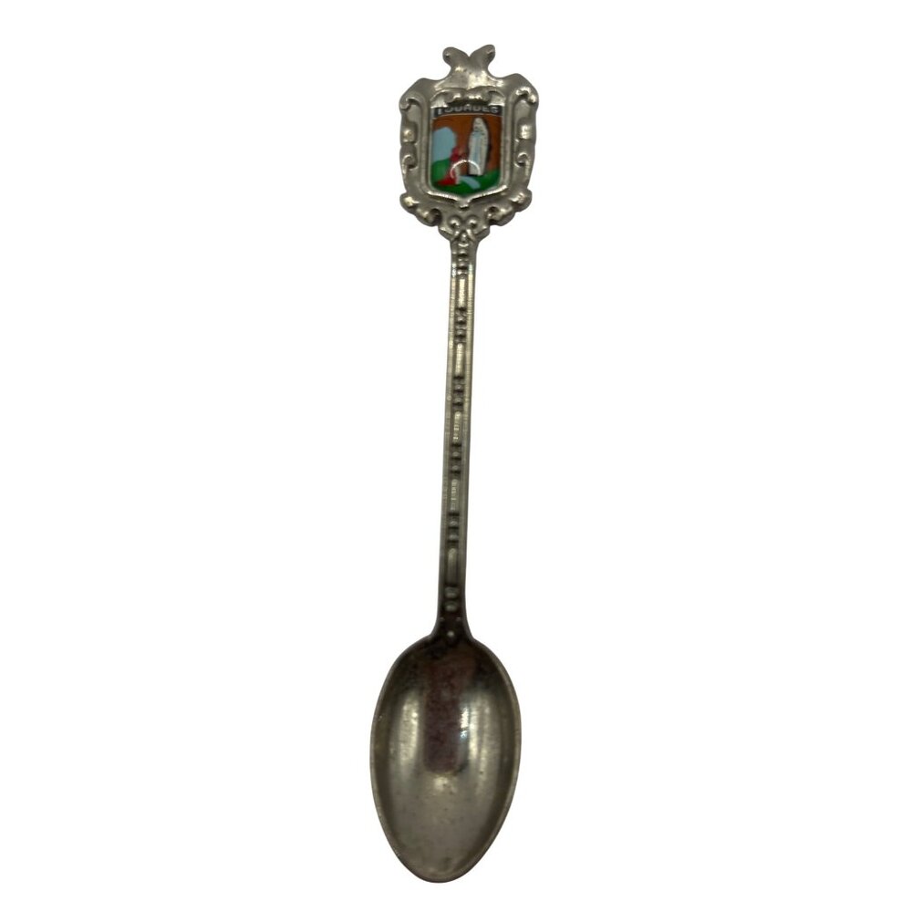 Vintage Lourdes Souvenir Collector Spoon With Enamel Crest B52